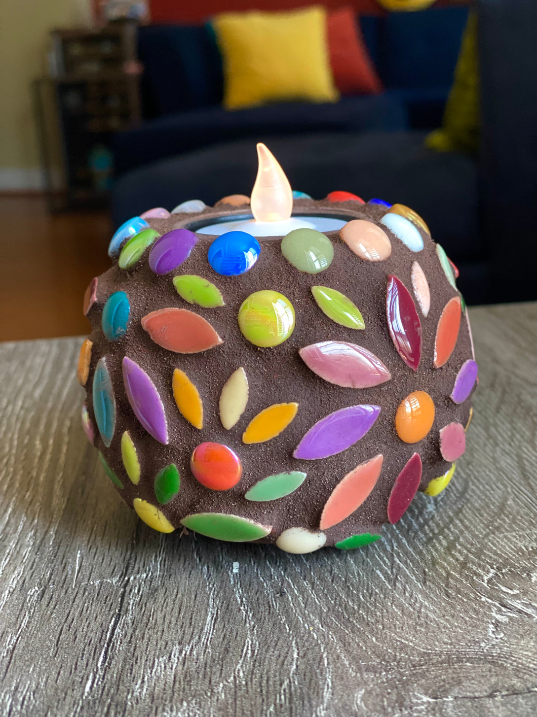 DIY Mosaic Flower Petal Candle Holder