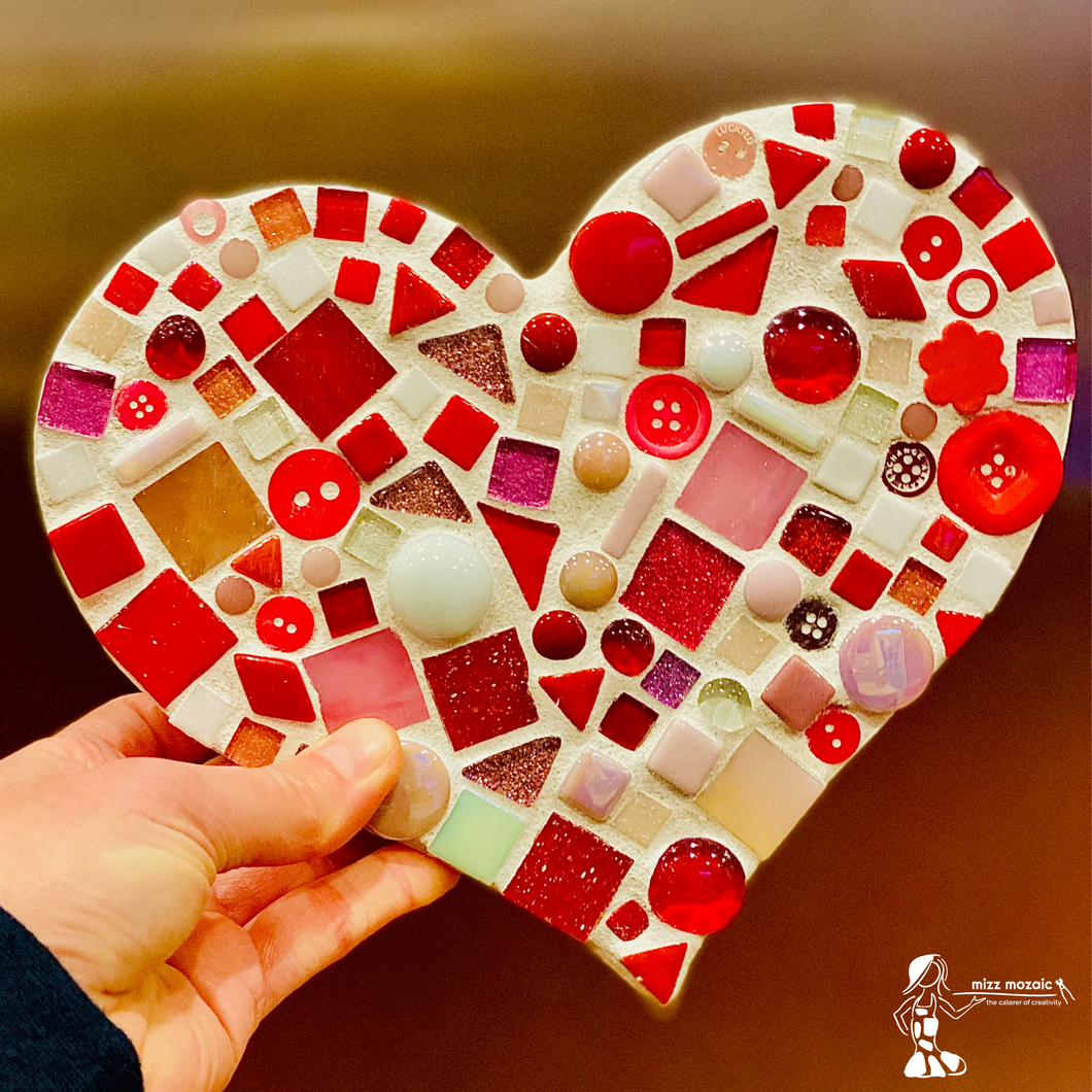 DIY Tri-Color Mosaic Heart Plaque